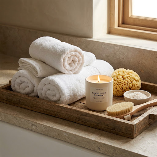 Havlu, mum ve spa aksesuarları