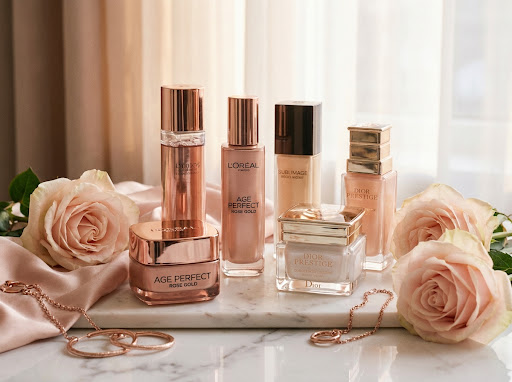Rose gold detaylı bakım ürünleri